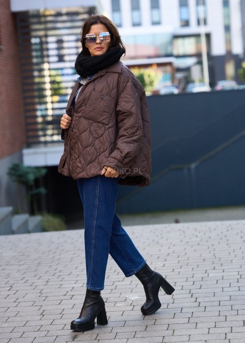 Pikowana kurtka damska w brązowym kolorze 8.jpg