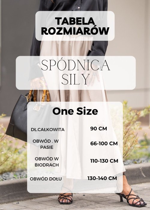 Tabela Rozmiarów dla Spódnica Sily z Dodatkiem Jedwabiu Jasnoróżowa
