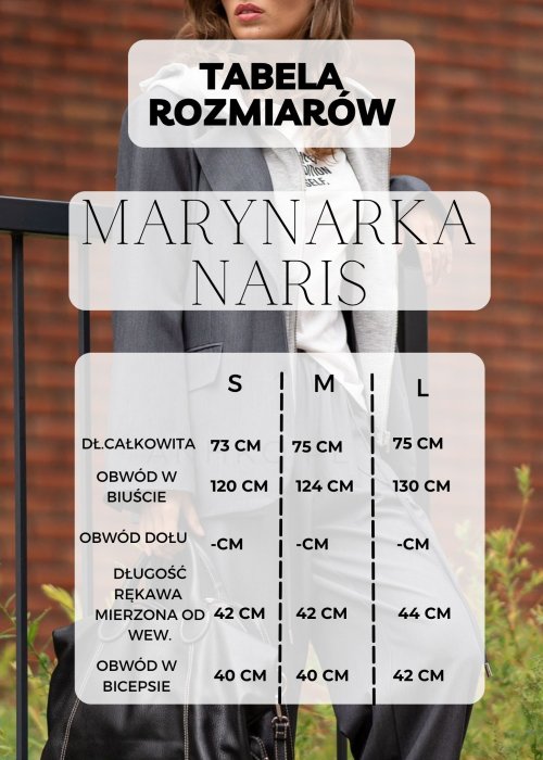 Tabela Rozmiarów dla Marynarka Damska Sztruksowa Naris Ciemnobeżowa