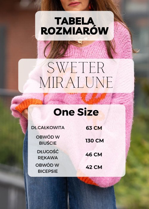 Tabela Rozmiarów One Size Sweter Miralune Kremowy z Szalem