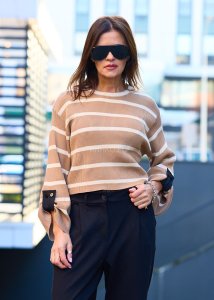 Sweter w Paski Beigamo Beżowy