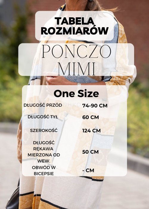 Tabela Rozmiarów One Size Ponczo Mimi Beżowe