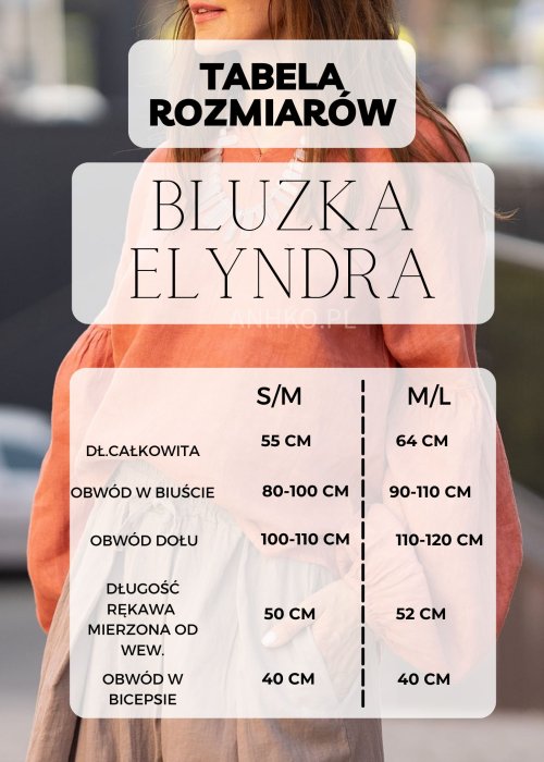 Tabela Rozmiarów S-M Bluzka Dzianinowa Elyndra Kremowa