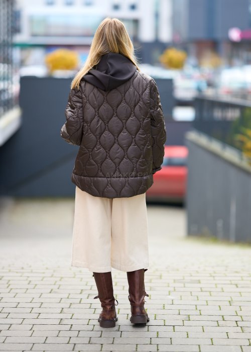 Beżowe spodnie culottes z wysokim stanem