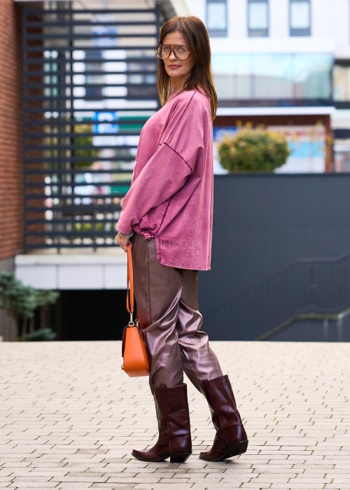 różowa bluza damska oversize z napisem „No Bad Days”, bawełniana, z luźnym krojem i ściągaczem