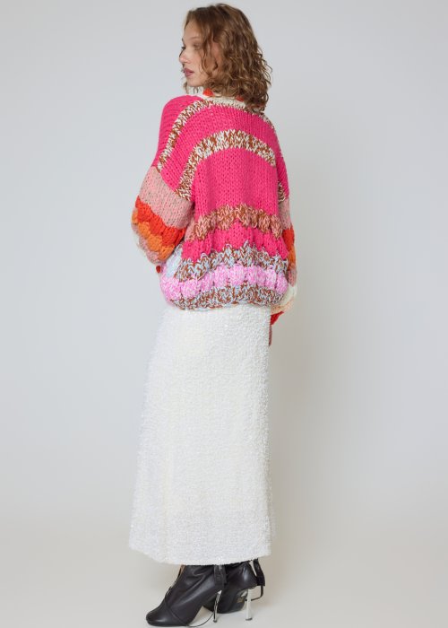 Kardigan Patchwork Multikolor oversize z grubym splotem