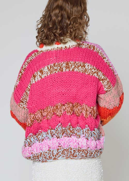 Kardigan Patchwork Multikolor oversize z grubym splotem