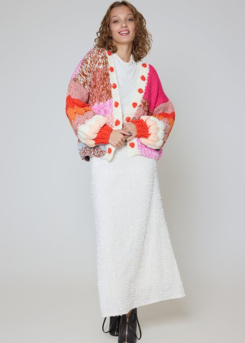 Kardigan Patchwork Multikolor oversize z grubym splotem