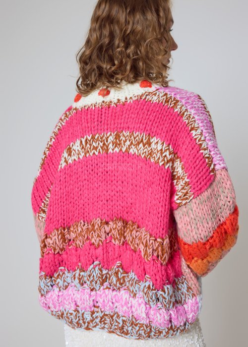 Kardigan Patchwork Multikolor oversize z grubym splotem