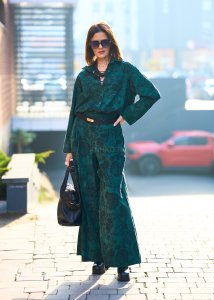 Komplet Sztruksowy Velvet Flower Zielony 