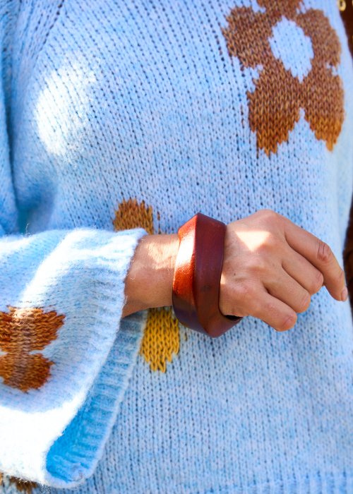 Bransoletka Clay Wood w Kolorze Kasztanowym