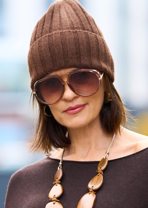 Brązowe oversize’owe okulary przeciwsłoneczne z gradientowymi szkłami