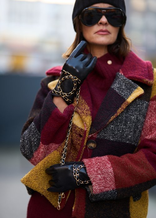 Rękawiczki z Łańcuszkiem Visconti Czarne