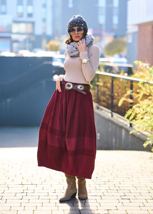 Szal Komin z Wełną Lizzy Jasnoszary