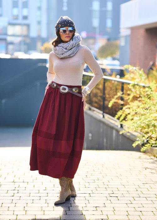 Szal Komin z Wełną Lizzy Jasnoszary