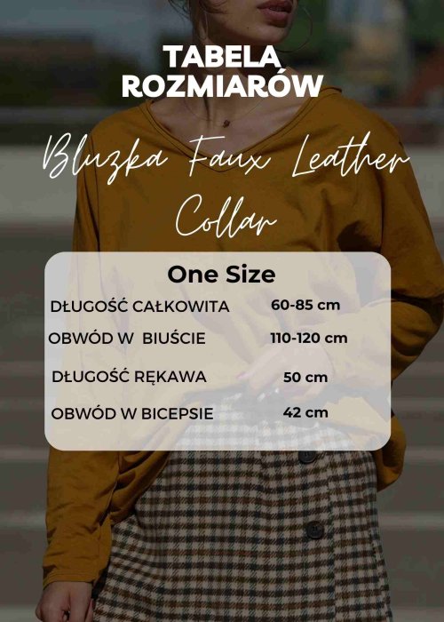 Karmelowa tunika o asymetrycznym kroju, zapinana na suwak, z kołnierzem w stylu marynarki