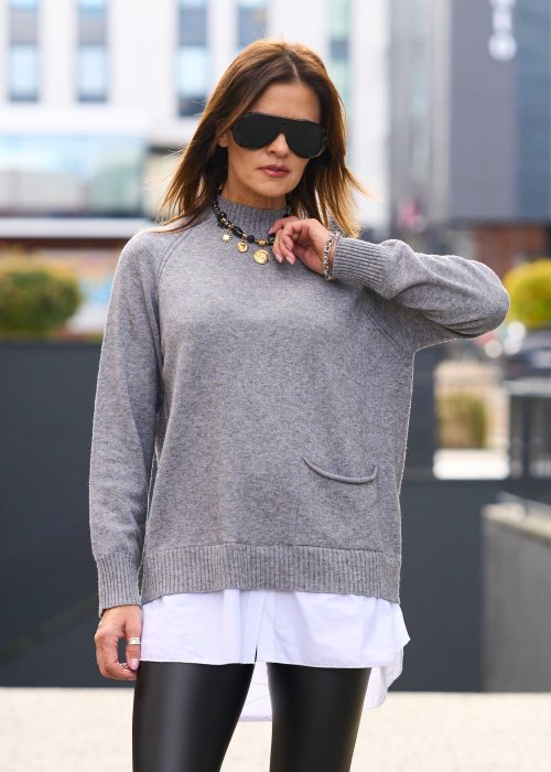 Sweter z koszulą Dosenuno Szary