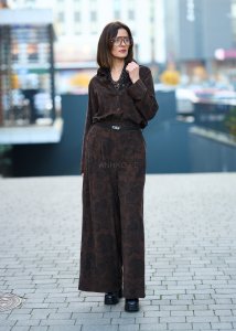 Komplet Sztruksowy Velvet Flower Brązowy