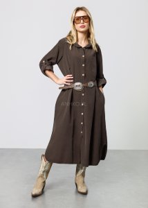 Sukienka Sztruksowa Routine Brązowa 