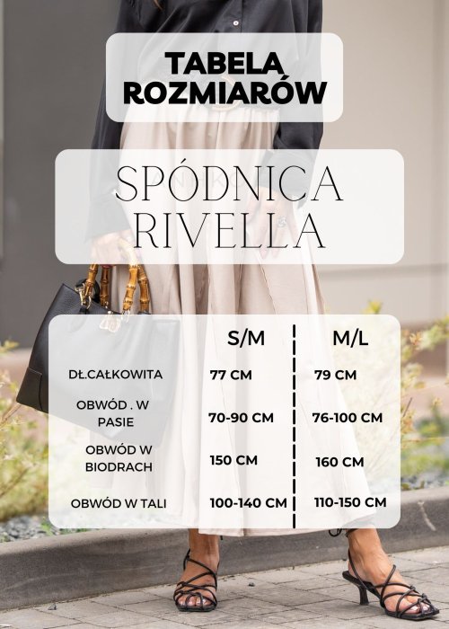 Tabela Rozmiarów S/M-M/L Spódnica Rivella Bordowa