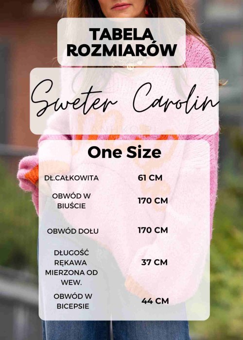 Tabela Rozmiarów One Size Sweter z Kaszmirem Carlolin