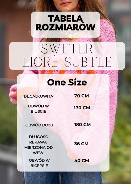 Tabela Rozmiarów One Size Sweter Lioré Subtle