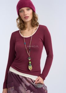 Bluzka Orynelle Śliwkowo-Kremowa 