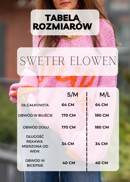Tabela Rozmiarów S-M/L-XL Sweter Elowen