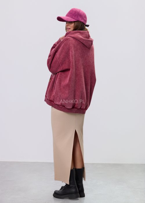 Beżowa spódnica damska ołówkowa o długości midi, dopasowana, z wysokim stanem