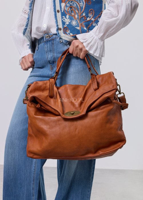 Torebka Skórzana Bolsano Karmelowa