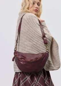 Torebka Nerka Skórzana Hannamo Mini Bordowa