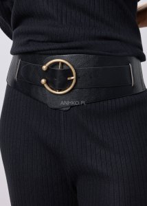 Pasek Crunch Czarny Ze Złotą Klamrą