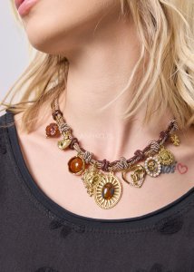 Naszyjnik Love Symbols Brązowo-Złoty