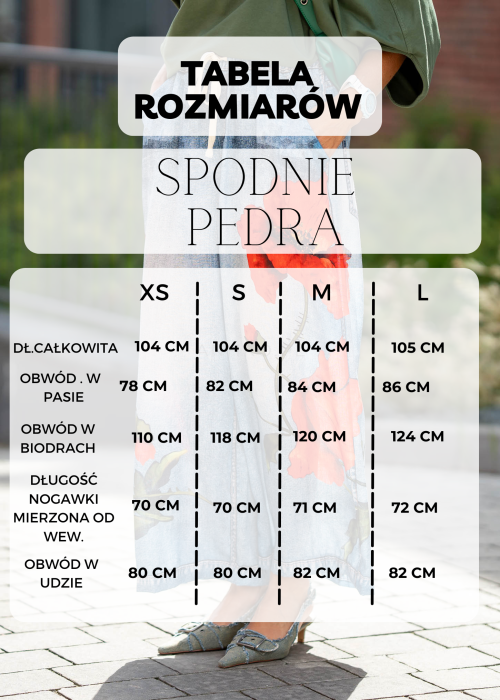 Tabela Rozmiarów dla Eleganckie Spodnie Pedra Szare