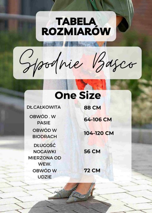 Tabela Rozmiarów dla Spodnie Basco Ciemnobrązowe