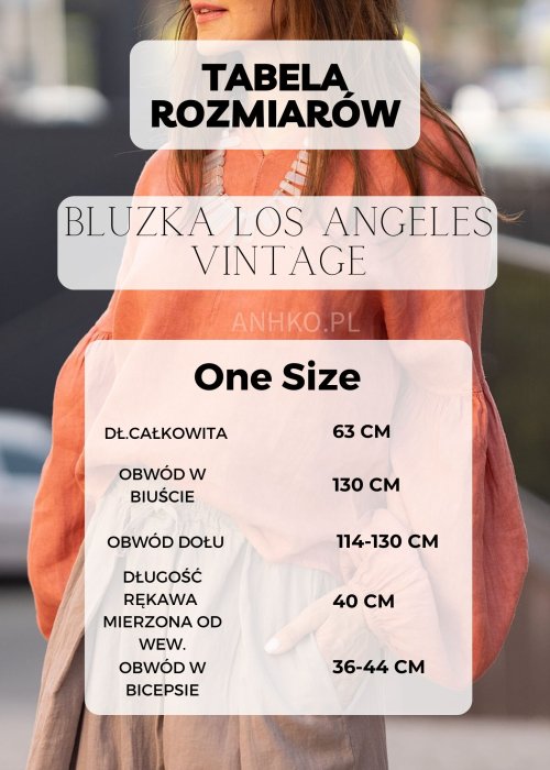 Tabela Roziarów dla Bluzka Los Angeles Vintage Ciemnobrązowa