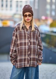 Koszula w Kratę Ardine Brązowa 