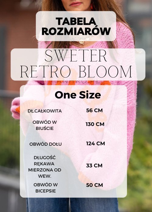 Tabela Rozmiarów dla Sweter Retro Bloom Pudrowo Różowy