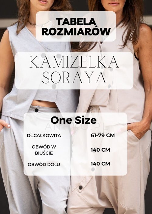 Tabela Rozmiarów dla Kamizelka Puchowa Soraya Brązowa