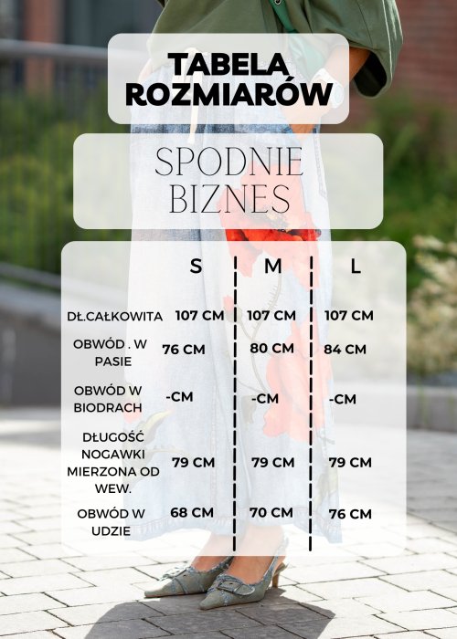 Tabela Rozmiarów dla Spodnie Damskie Biznes Czarne