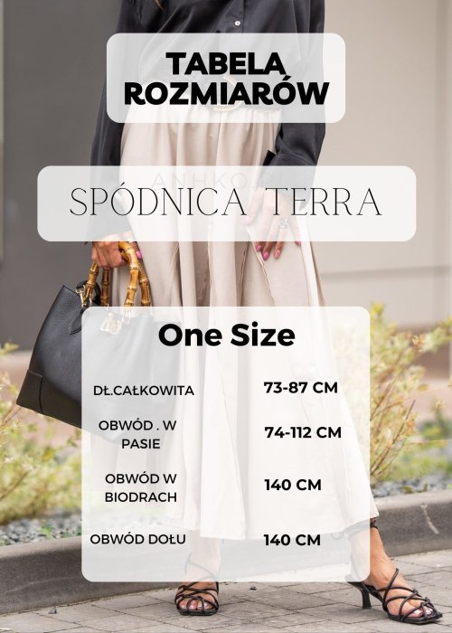 Tabela Rozmiarów dla Spódnica Terra Antracytowa