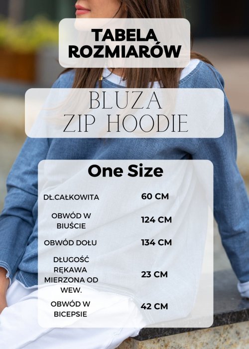Tabela Rozmiarów dla Bluza Lniana Zip Hoodie Beżowa