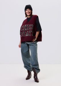 Bezrękawnik Retro College Ohio Bordowy 
