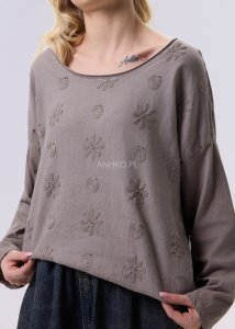 Bluzka z Dodatkiem Lnu Margot Poise Taupe 