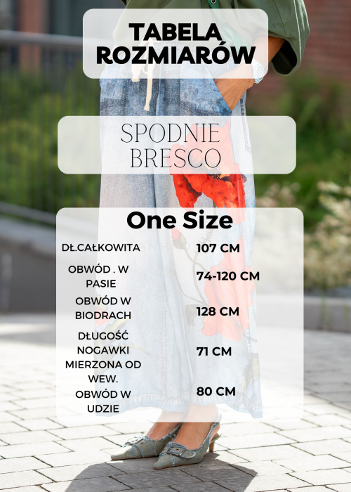 Tabela Rozmiarów dla Spodnie sztruksowe Bresco Khaki