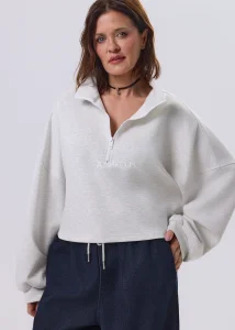 Bluza Vero Zip Crop Jasnoszara 