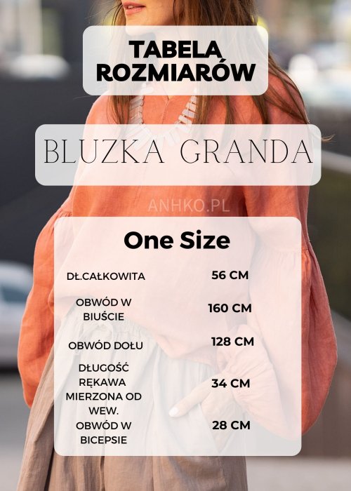 Tabel Rozmiarów dla Bluzka Granda Biała
