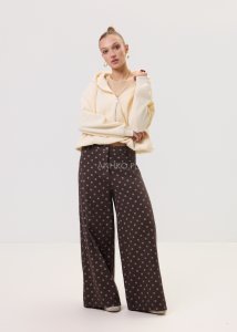 Spodnie Retro Dots Brązowe w Beżowe Groszki 