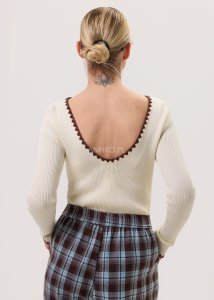 Bluzka Dzianinowa Veloura Kremowa 