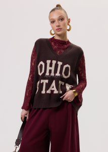 Bezrękawnik Retro College Ohio Czekoladowy 